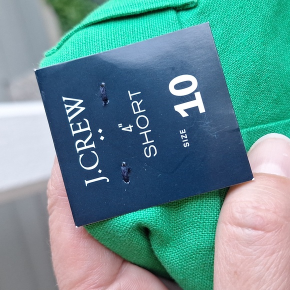 NWT 4" J. Crew Kelly Green Scalloped Hem Cotton Linen Shorts Size 10 - Picture 9 of 11